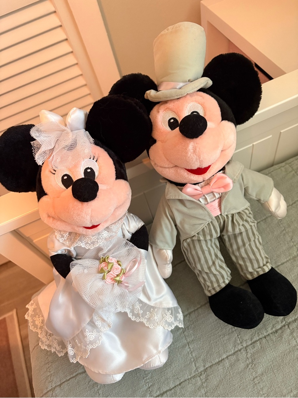 Mickey and Minnie Vintage Bride and Groom Plush Dolls